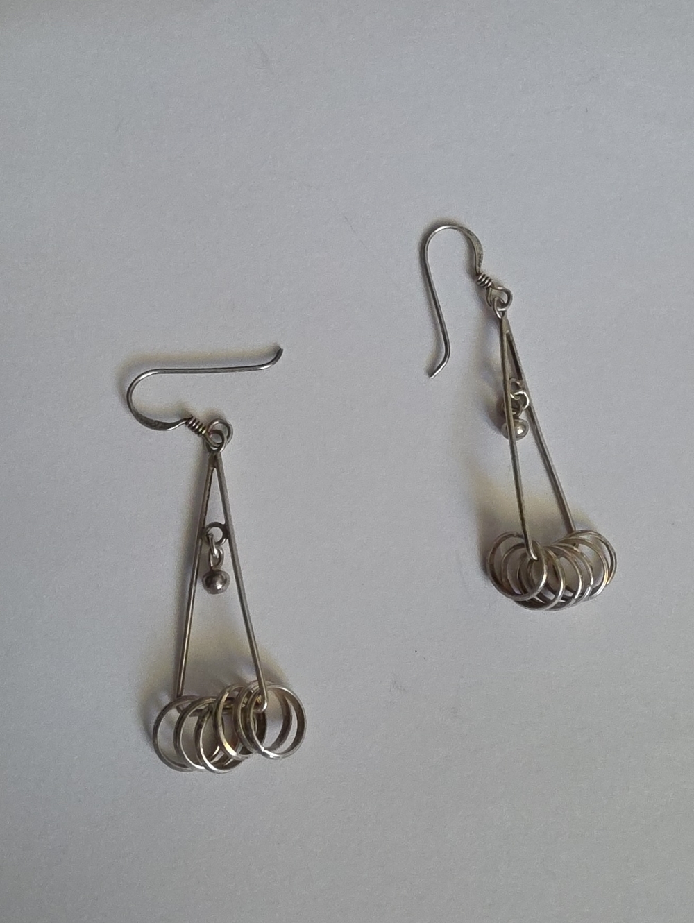 Sterling Silver Dangle Hoop Cluster Earrings